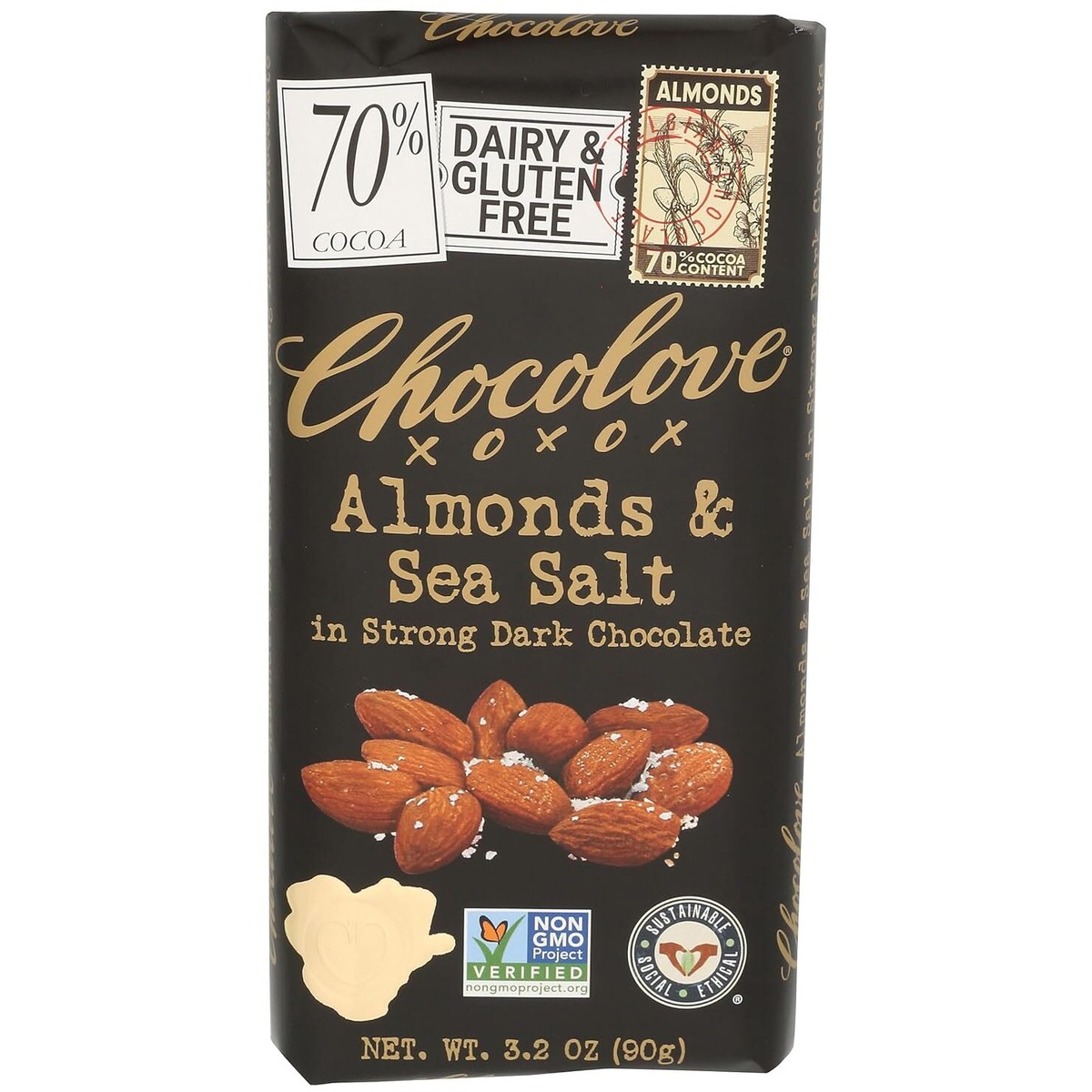 Chocolove Dark Chocolate Almond Bar 3.2oz